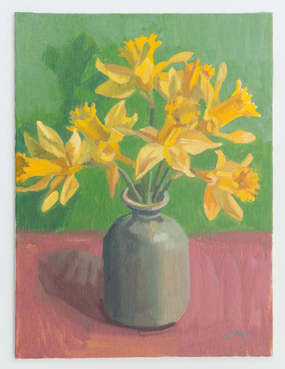 Daffodils in Gray Vase