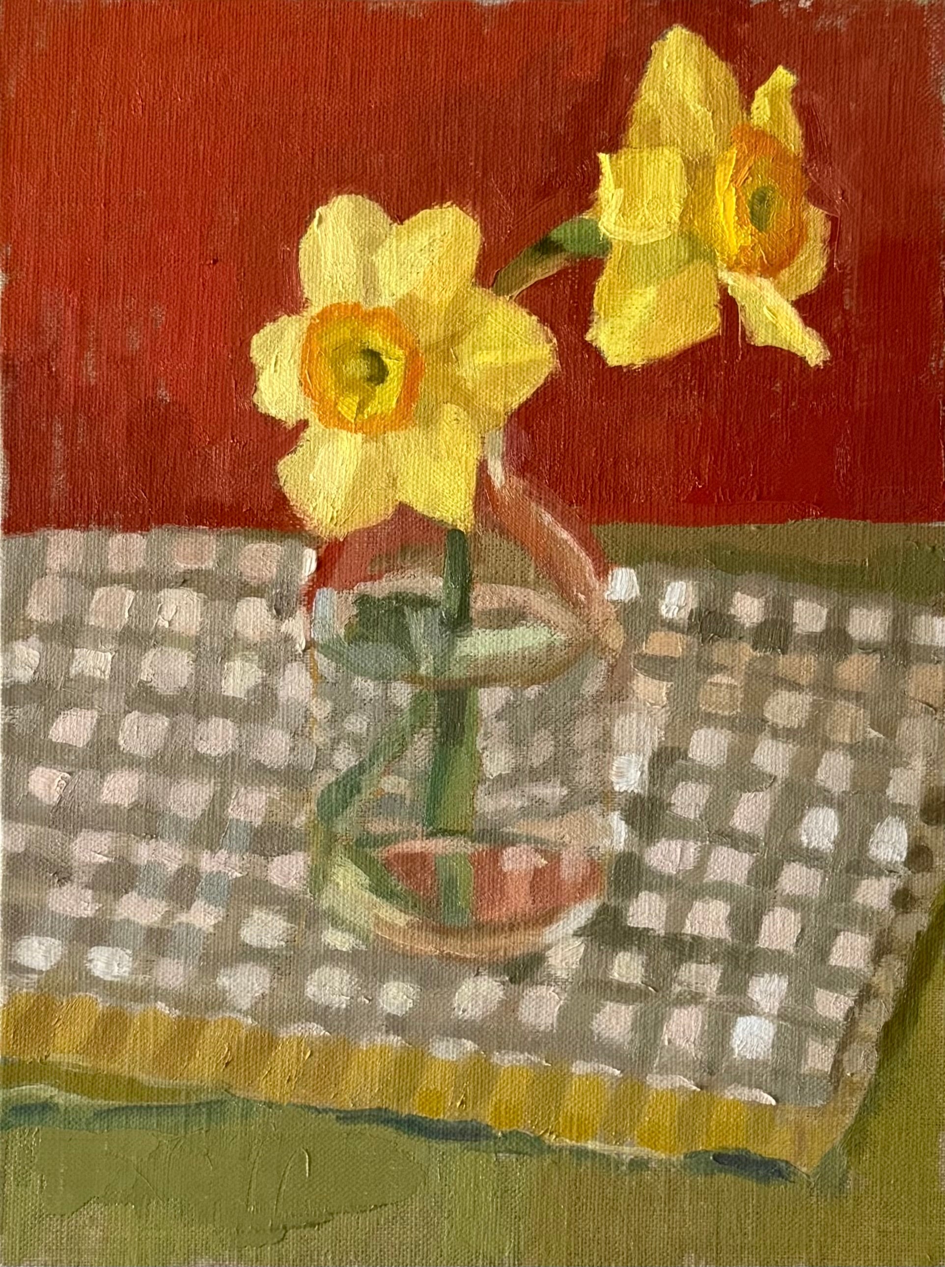 Daffodils with Red and Gingham