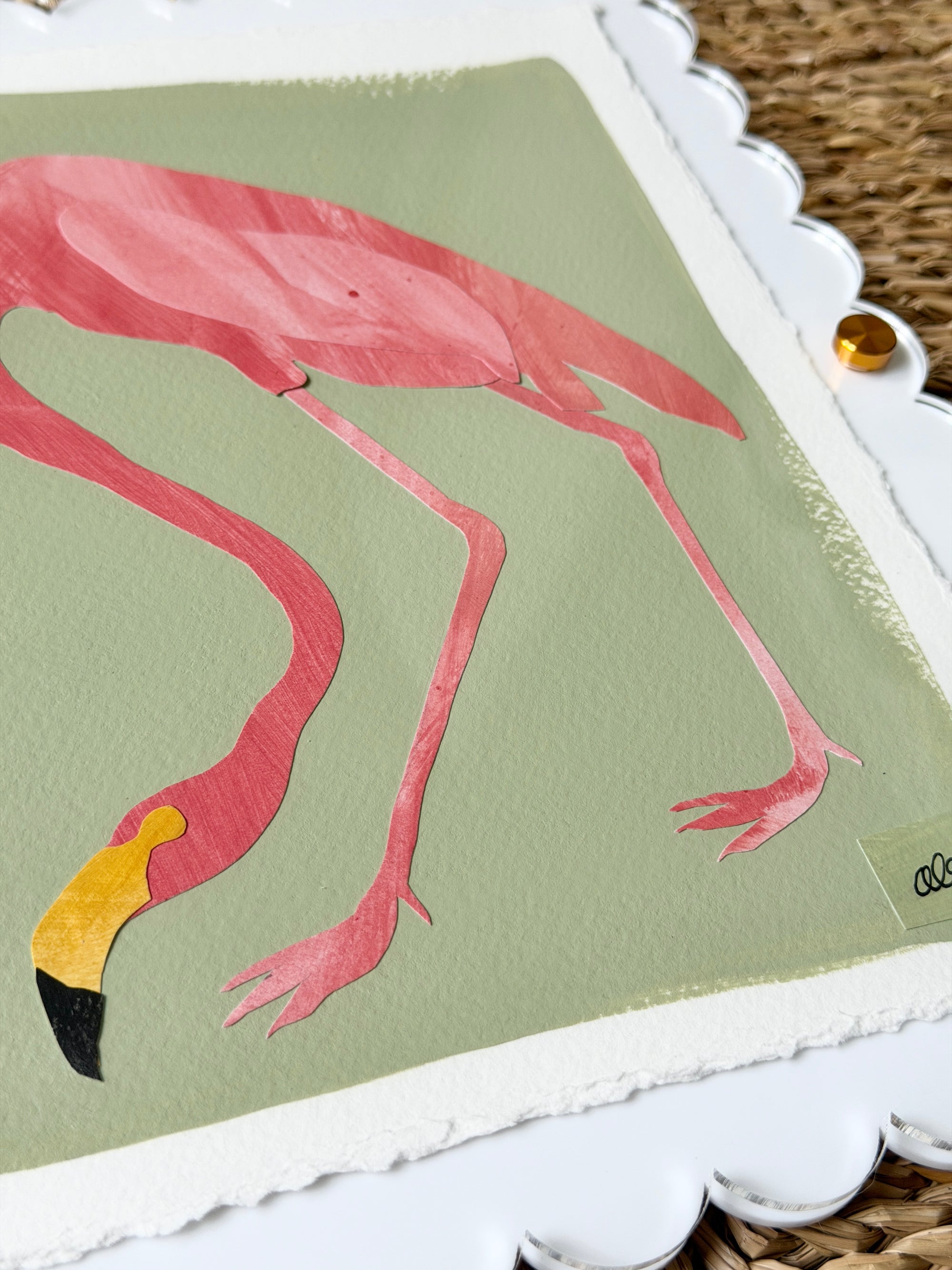 Flamingo on Green