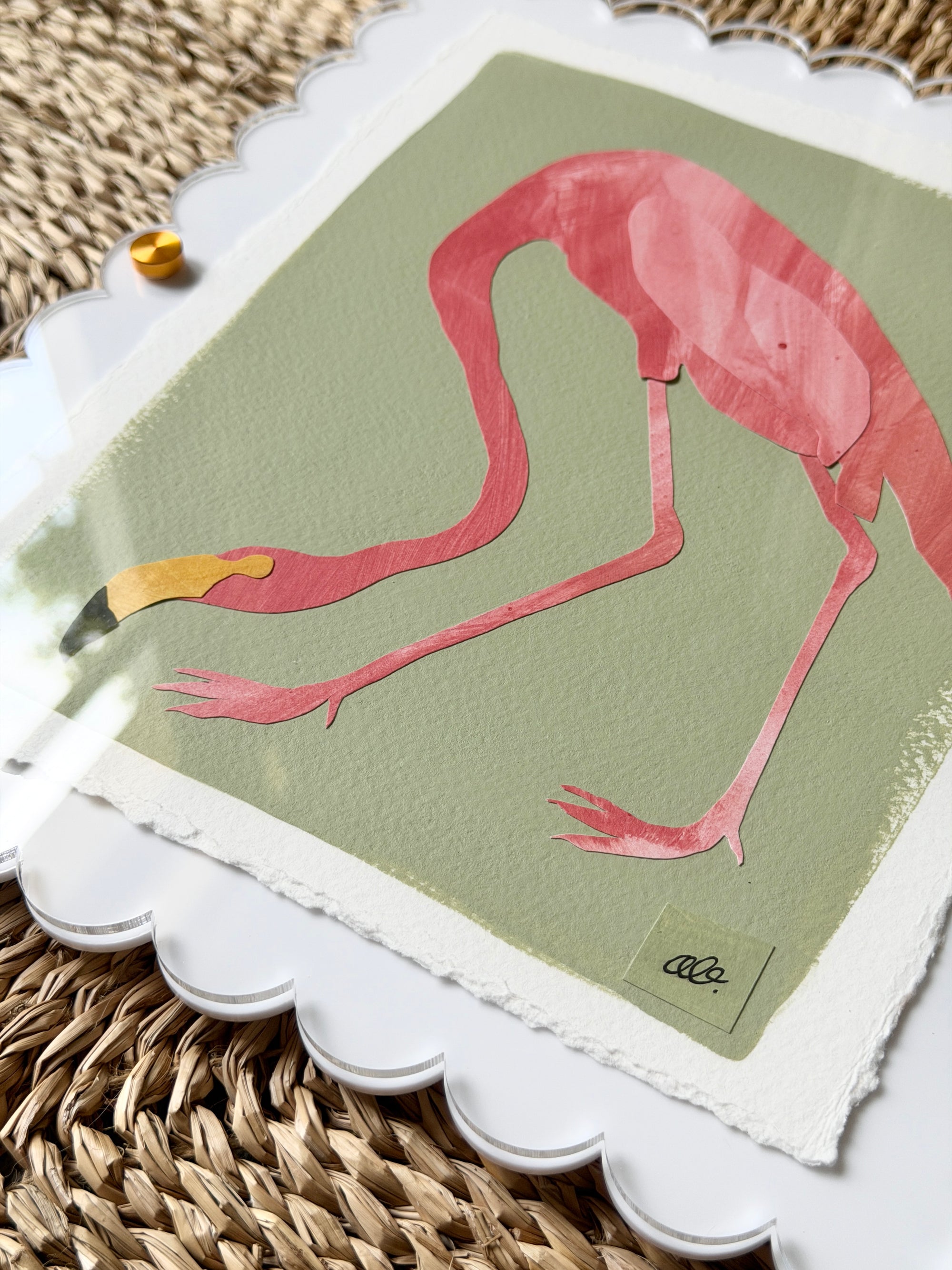 Flamingo on Green