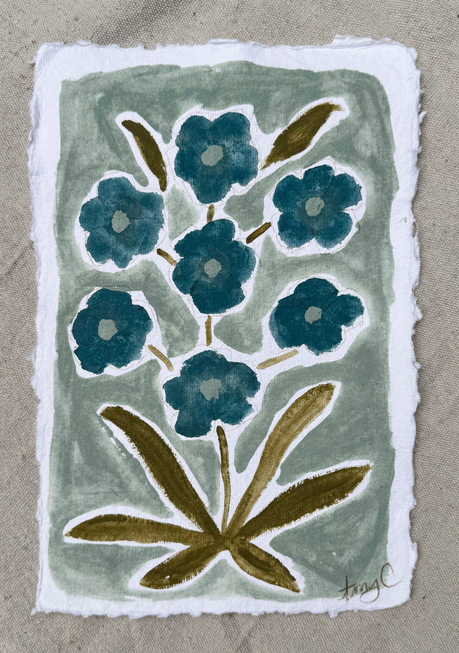 Indigo Botanical on Paper I