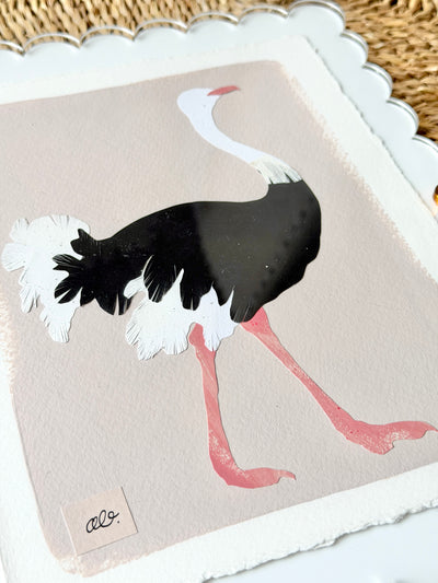 Ostrich on Pink