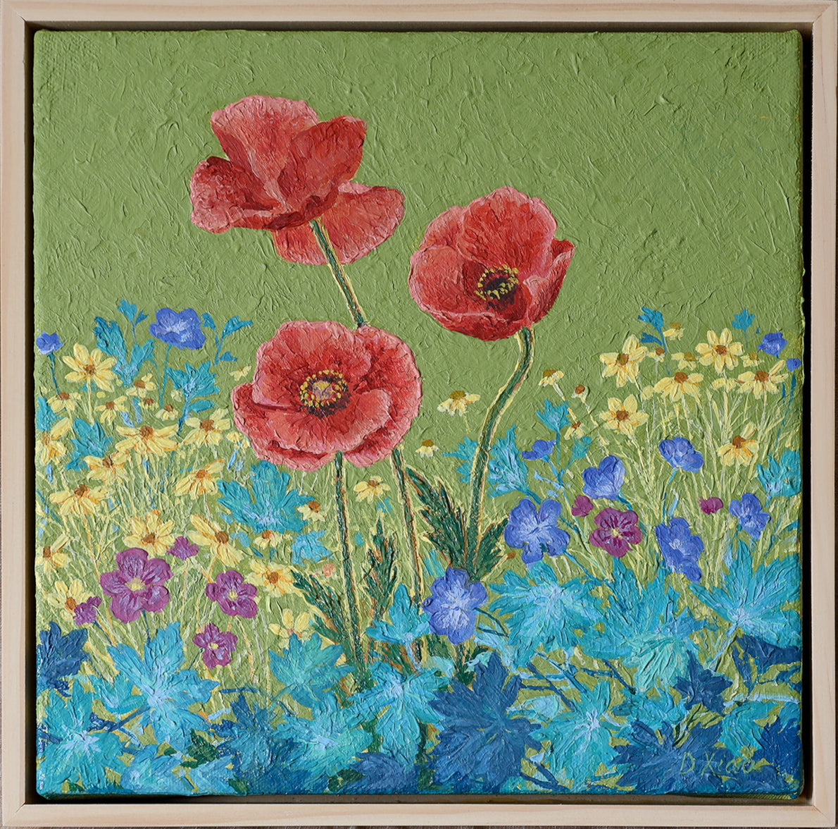 Poppies on Green